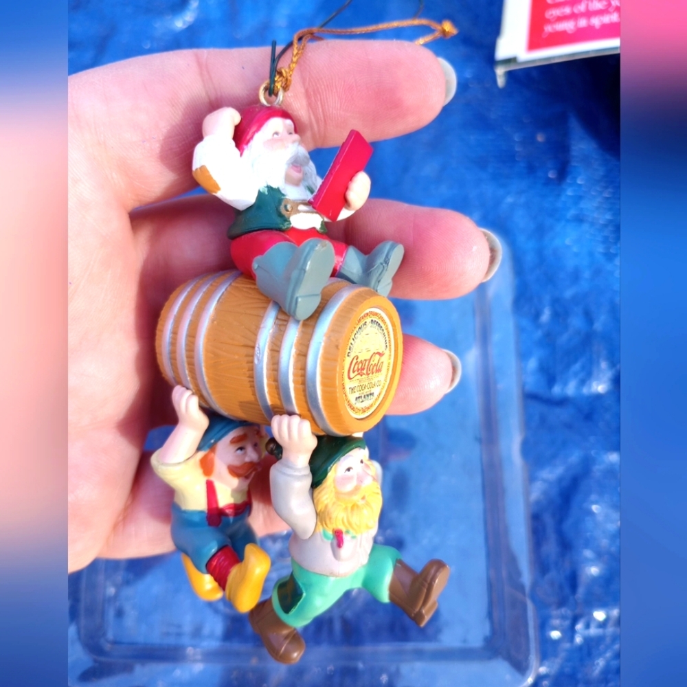 Coca Cola Elves Christmas Ornament, Box Has Some Wear